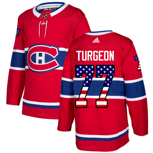 Adidas Canadiens #77 Pierre Turgeon Red Home Authentic USA Flag Stitched NHL Jersey - Click Image to Close